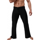 Unique Solid Color Drawstring Waist Loose Yoga Ice Silky Straight Trousers Lounge Pants for Men