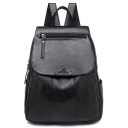 Cool Solid Color Zipper Front Black Casual Minimalist Backpack 24*12*32 CM