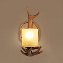 Single Light Antlers Wall Lamp Vintage Style Resin and Glass Sconce for Coffee Shop Restaurant