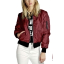Hot Fashion Letter Snake Logo Printed Long Sleeve Stand Collar Zip Up Jacket