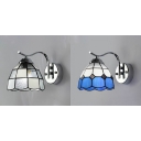 White/Blue Glass Wall Lamp 1 Light Down Lighting Mediterranean Style Sconce Light for Hallway Study