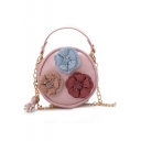 Fashion Floral Embellishment Portable Mini Round Crossbody bag 20*15*10 CM