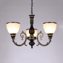 Classic Style Domed Ceiling Light 3/5/6 Lights Metal Chandelier in Black for Dining Room