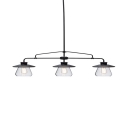 Clear Glass Linear Island Lighting 3 Lights Shabby Chic Island Ceiling Light in Black for Dining Table
