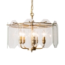 Temporary Gold Candle Pendant Lighting with Clear Glass Shade 5 Lights Metal Chandelier for Bedroom Hallway