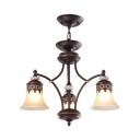 Dining Room Bell Shade Chandelier Metal Frosted Glass 3/5/6/8 Lights Antique Style Ceiling Light