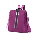 Women's Plain Zipper Embellishment Waterproof Nylon Satchel Backpack 33*15*34 CM