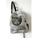 Trendy Fashion Cat Letter Pattern Sequined Casual Backpack 32*14*42 CM