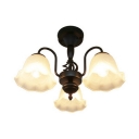 Frosted Glass Flower Ceiling Lamp 3/5/6/8 Lights Vintage Style Semi Ceiling Mount Light for Shop4