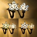 Vintage Style Star Wall Light 1 Head Stained Glass Sconce Light in Blue/Green/Pink for Cafe Bar