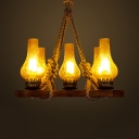 Kerosene Pendant Light Metal and Glass 5 Lights Rustic Style Chandelier for Dining Room Kitchen