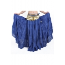 Women's Boho Gypsy Long Skirt Spain Flamenco Belly Dance Linen Pleated Maxi Skirt
