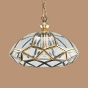 1 Light Ceiling Light Fixture Traditional Metal Clear Glass Pendant Light in Gold for Restaurant Living Roo