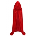 Halloween Simple Solid Color Tied Hooded Witch Cosplay Costume Longline Floor Length Cloak Cape Coat for Adult