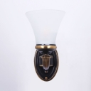 1/2 Lights Bell Shade Wall Sconce Vintage Style Glass Metal Sconce Light for Dining Room Stair
