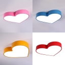 Cute Heart Shape Flush Ceiling Light Acrylic Metal Ceiling Mount Light in Red/Blue/Pink/Yellow for Girl Bedroom
