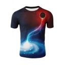 New Stylish 3D Galaxy Print Basic Round Neck Short Sleeve Unisex T-Shirt