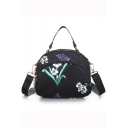 Designer Floral Printed Portable Black Nylon Crossbody Shoulder Bag with Zipper 20*8*16 CM