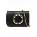 Simple Plain Gold Ring Embellishment Crossbody Sling Bag 20*6*13 CM