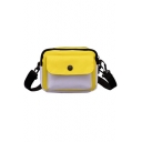 Trendy Color Block Flat Pocket Front Wide Strap Crossbody Shoulder Bag 17*7*14 CM