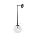 Hallway Study Globe Shade Sconce Light Clear Glass and Metal 1 Light Traditional Wall Lamp in Black/Brass