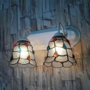 Hammered Glass Bell Sconce Light Hallway 2 Lights Tiffany Style Wall Lamp with Jewelry