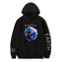 Funny Unique Earth Graphic Printed Loose Fit Pullover Unisex Hoodie