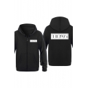 Cool Simple Letter The 1975 Print Long Sleeve Zip Up Hoodie