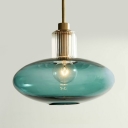 Blue/Smoke Gray Oval Ceiling Light 1 Light Traditional Glass Hanging Lamp for Bedroom Bathroom