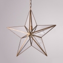 Classic Gold Ceiling Light with Star 1 Light 2 Glass Choice Hanging Light for Bedroom Restaurant