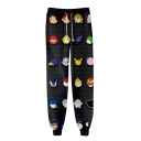 Trendy Allover Comic Character Printed Cotton Loose Black Jogger Sweatpants