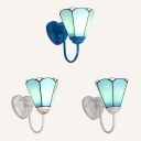 Tiffany Style Wall Light with Blue Shade 1 Light Glass Wall Sconce for Bedroom Living Room
