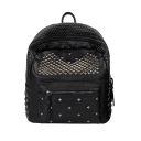 Cool Solid Color Rivet Embellishment PU Leather School Backpack 25*15*25 CM