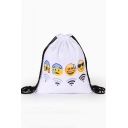 Hot Fashion Lovely Cartoon Emoji Signal Printed Drawstring Canvas Shopping Bag Backpack 33*39 CM