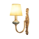 1 Light Tapered Wall Light Antique Style Metal Sconce Light in Brass for Bedroom Study Room