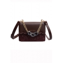 Trendy Plain Chain Handle Sequin Square Crossbody Bag 19*6*14 CM