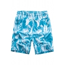 Cool Unique Tie Dye Printed Guys Drawcord Waist Beach Swimwear Swim Shorts