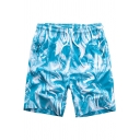 Cool Unique Tie Dye Printed Guys Drawcord Waist Beach Swimwear Swim Shorts