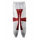 Fashion Knights Templar Cross Printed Drawstring Waist Cotton Casual Jogger Pants Sweatpants