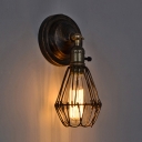 Industrial Wire Frame Wall Lamp 2 Pack Metal 1 Light Wall Sconce for Living Room Bathroom
