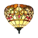 Stair Plant Pattern Sconce Light Stained Glass 1 Light Tiffany Style Antique Sconce Lamp for Dining Room