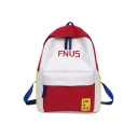 New Fashion Color Block Letter Embroidery Pattern Canvas School Bag Backpack 30*12*39 CM