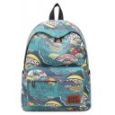 Unique Floral Sector Printed Canvas Casual Travel Bag School Backpack 30*13*40 CM