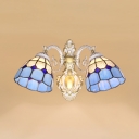 Stained Glass Dome Wall Light Double Lights Tiffany Style Sconce Light for Bedroom Balcony