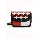 Fashion Color Block Geometric Printed Crossbody Shoulder Bag 20*6*15 CM
