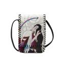 Designer National Style Figure Printed Gray Crossbody Cell Phone Purse for Women 12*2*18 CM