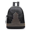 Fashion Women's Rivet Embellishment Solid Color PU Leather Varsity Backpack 33*31*12 CM