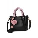 New Stylish Colorblock Flamingo Pendant Women's Tote Handbag 23*12*20 CM