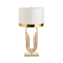 1 Light Drum Table Lamp Elegant Style Metal Reading Light in White for Living Room
