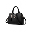 Fashion Plain Metal Tassel Embellishment Satchel Tote Bag for Women 27*14*20 CM